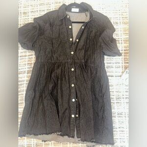 Black Denim Button-Up Dress